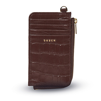 Saben Winona Card Holder - Espresso Croc